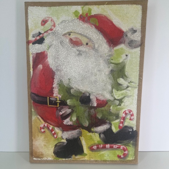 Collectible/Rare Pier 1 Imports Santa Candy Canes Lighted Glitter Canvas - Picture 2 of 12